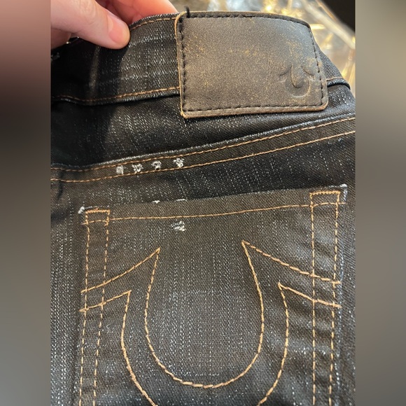 True Religion Jude Super Low Rise Skinny in Asphalt w/ Rips - Picture 4 of 12